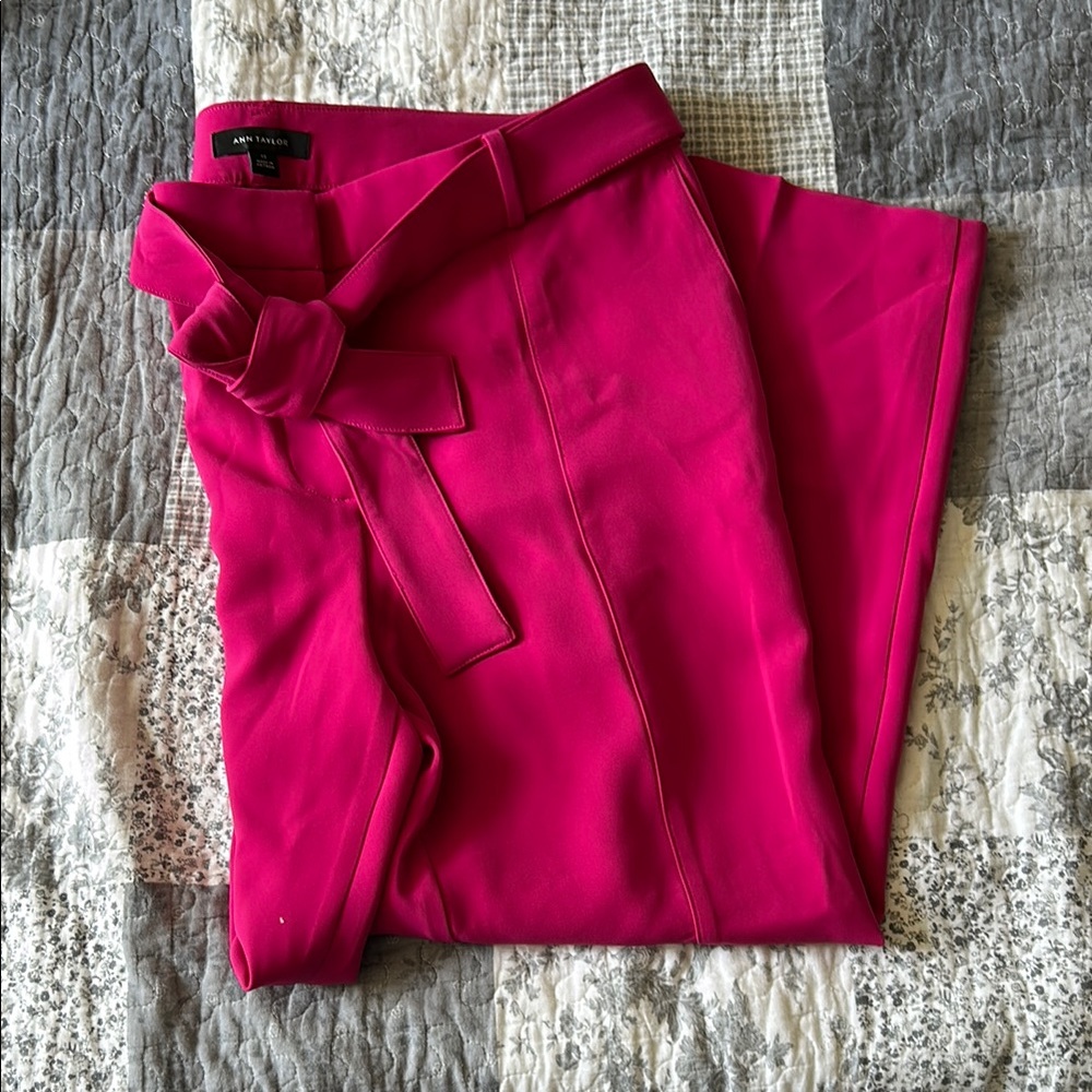 Ann Taylor Pink High-Waisted Trousers